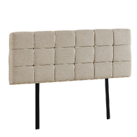Linen Fabric King Bed Deluxe Headboard Bedhead - Beige