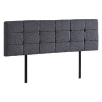 Linen Fabric King Bed Deluxe Headboard Bedhead - Grey