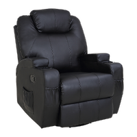 Black Massage Sofa Chair Recliner 360 Degree Swivel PU Leather Lounge 8 Point Heated