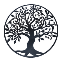 Black Tree of Life Wall Art Hanging Metal Iron Sculpture Garden 60cm