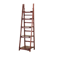 5 Tier Wooden Ladder Shelf Stand Storage Book Shelves Shelving Display Rack