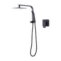 WELS 8&quot; Rain Shower Head Set Square Dual Heads Faucet High Pressure With Mixer
