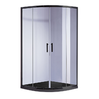 90 x 90cm Rounded Sliding 6mm Curved Shower Screen with Base in Black