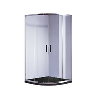 90 x 90cm Chrome Rounded Sliding 6mm Curved Shower Screen with Black Base