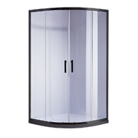 90 x 90cm Black Rounded Sliding 6mm Curved Shower Screen with White Base