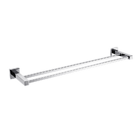 Double Classic Chrome Towel Bar Rail Bathroom