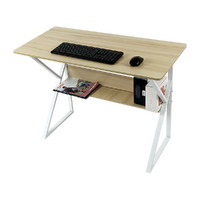 Wood &amp; Metal Computer Desk with Shelf Home Office Furniture