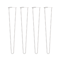 Set of 4 Industrial Retro Hairpin Table Legs 12mm Steel Bench Desk - 71cm White