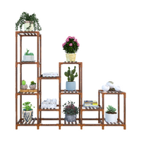 Indoor Outdoor Garden Plant Stand Planter Flower Pot Shelf Wooden Shelving - 12 Shelves