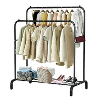 Heavy Metal Double Clothes Rail Hanging Rack Garment Display Stand Storage Shelf