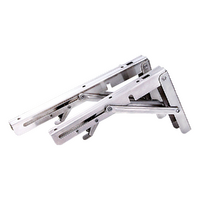 2x 10&quot; Stainless Steel Folding Table Bracket Shelf Bench 50kg Load Heavy Duty
