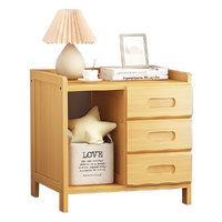Bamboo Bedside Table Nightstand Storage Bedroom Sofa Side Stand