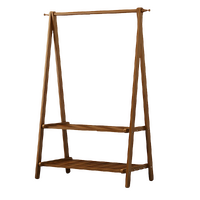 Portable Clothes Rack Coat Garment Stand Bamboo Rail Hanger Airer Closet