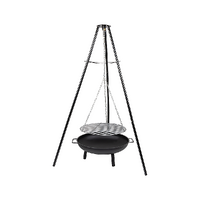 Tripod Garden Fire Pit BBQ Barbecue Cast Iron &amp; Steel Fire Pit Bowl Round