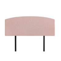 Linen Fabric Queen Bed Curved Headboard Bedhead - Pale Pink