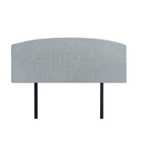 Linen Fabric Queen Bed Curved Headboard Bedhead - Stone Grey