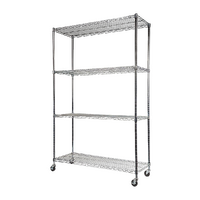 Modular Wire Storage Shelf 1500 x 450 x 1920mm Steel Shelving with Wheels