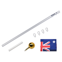 9.1m Flag Pole Kit Telescopic Heavy Duty 16 Gauge Aluminium with Flag