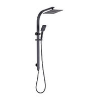 WELS 10&quot; Rain Shower Head Set Square Dual Heads High Pressure with Handheld in Black