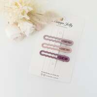 MANGO JELLY Gloss Glaze Wavy Hair Clips - Latte - Twin Pack