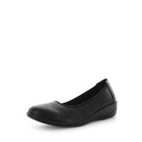 AEROCUSHION Women&#39;s MARTI Flats Black Smooth Shoe 6US