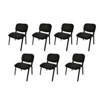NNECN Stackable &amp; Linkable Office Conference Visitor Community  Chairs (Set of 7-Black)