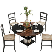 NNETMLT Round Dining Table - Rustic Brown &amp; Black