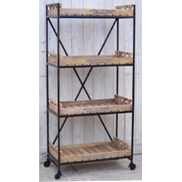 INDUSTRIAL BISTROT DE FRANCE BOOKCASE ON WHEELS