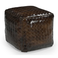 GENUINE LEATHER LATTICE OTTOMAN