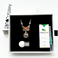 Gift Box - Butterfly Rose Gold Aroma Necklace + Purify Oil Blend