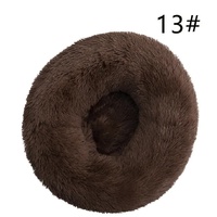 Calming Donut Pet Bed -Soft Faux Fur, Anti-Anxiety Fluffy Round Bed for Cats and Small Dogs (Coffee)50cm