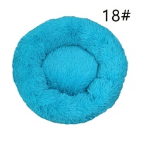 Calming Donut Pet Bed -Soft Faux Fur, Anti-Anxiety Fluffy Round Bed for Cats and Small Dogs (blue)40cm