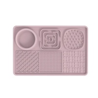 Multi-Functional Slow Feeder Mat for Dogs- Anti-Slip Lick Pad with Multiple Textures Rectangle 2PCS (Blue &amp; Pink)