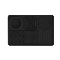 Multi-Functional Slow Feeder Mat for Dogs- Anti-Slip Lick Pad with Multiple Textures Rectangle 2PCS (Black &amp; Grey)