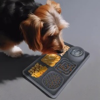 Multi-Functional Slow Feeder Mat for Dogs- Anti-Slip Lick Pad with Multiple Textures Rectangle 2PCS (Grey &amp; Green)