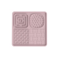 Multi-Functional Slow Feeder Mat for Dogs- Anti-Slip Lick Pad with Multiple Textures Square 2PCS (Blue &amp; Pink)
