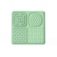 Multi-Functional Slow Feeder Mat for Dogs- Anti-Slip Lick Pad with Multiple Textures Square 2PCS (Pink &amp; Green)