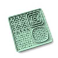 Multi-Functional Slow Feeder Mat for Dogs- Anti-Slip Lick Pad with Multiple Textures Square 2PCS (Blue &amp; Green)