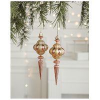 Set of 10 Christmas Ornaments -Gold &amp; Rose Gold Holiday Tree Decorations