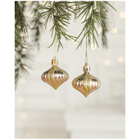 Set of 10 Christmas Ornaments -Gold &amp; Rose Gold Holiday Tree Decorations