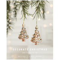 Set of 10 Christmas Ornaments -Gold &amp; Rose Gold Holiday Tree Decorations