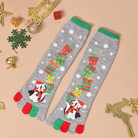 Penguin Christmas tabi socks with gift tower design, women&#39;s cartoon stockings 5 pairs