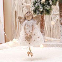 Fluffy Angel Hanging Ornament with Heart and Glitter Wings - Christmas Tree Decoration 16*10 cm White (6 pieces)