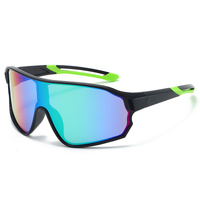 Fashionable Sports Sunglasses with Colorful Mirror Lenses - UV400 Protection for Cycling &amp; Outdoor Activities  BLACK