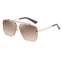 Gold Square Sunglasses,Fashionable Men&#39;s Metal, UV400 Gradient Lenses for Timeless Style