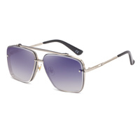 Outer Blue Square Sunglasses,Fashionable Men&#39;s Metal, UV400 Gradient Lenses for Timeless Style