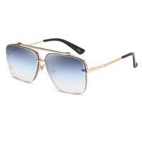 Gredual Blue Square Sunglasses,Fashionable Men&#39;s Metal, UV400 Gradient Lenses for Timeless Style