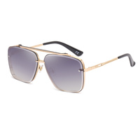 Gold Double  Grey Square Sunglasses,Fashionable Men&#39;s Metal, UV400 Gradient Lenses for Timeless Style