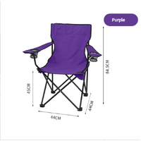 2pcs purple Portable Folding Camping Chair with Armrests and Cup Holder