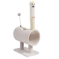 Interactive Cat Tunnel &amp; Scratching Post with Spring Toy - Cozy Playtime for Kittens white 35*23*71cm
